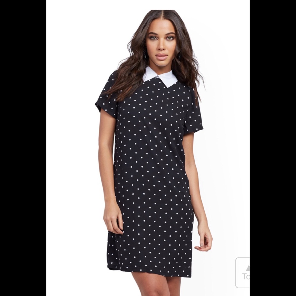 Dot-Print Collared Shirt Dress